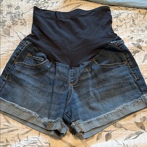 a:glow High Waist Blue and Black Maternity Shorts